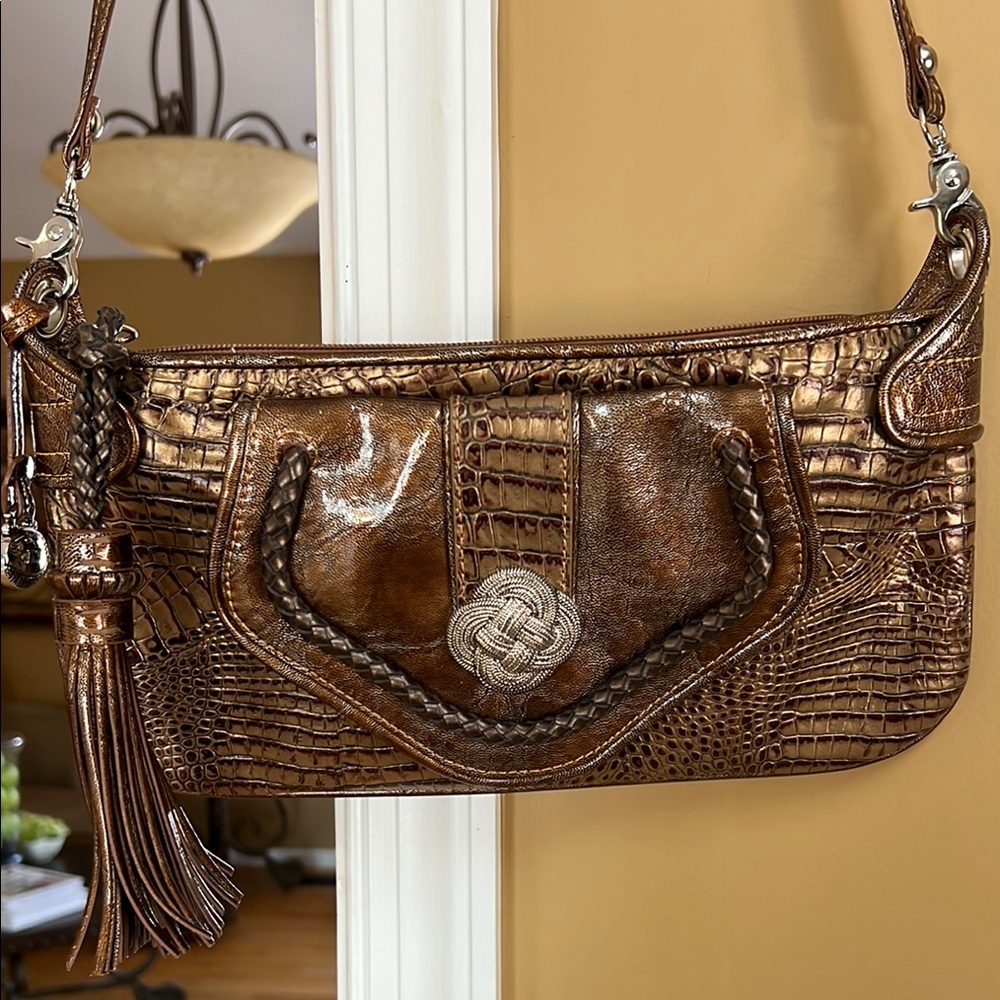 M.C. Brown Faux Alligator Handbag